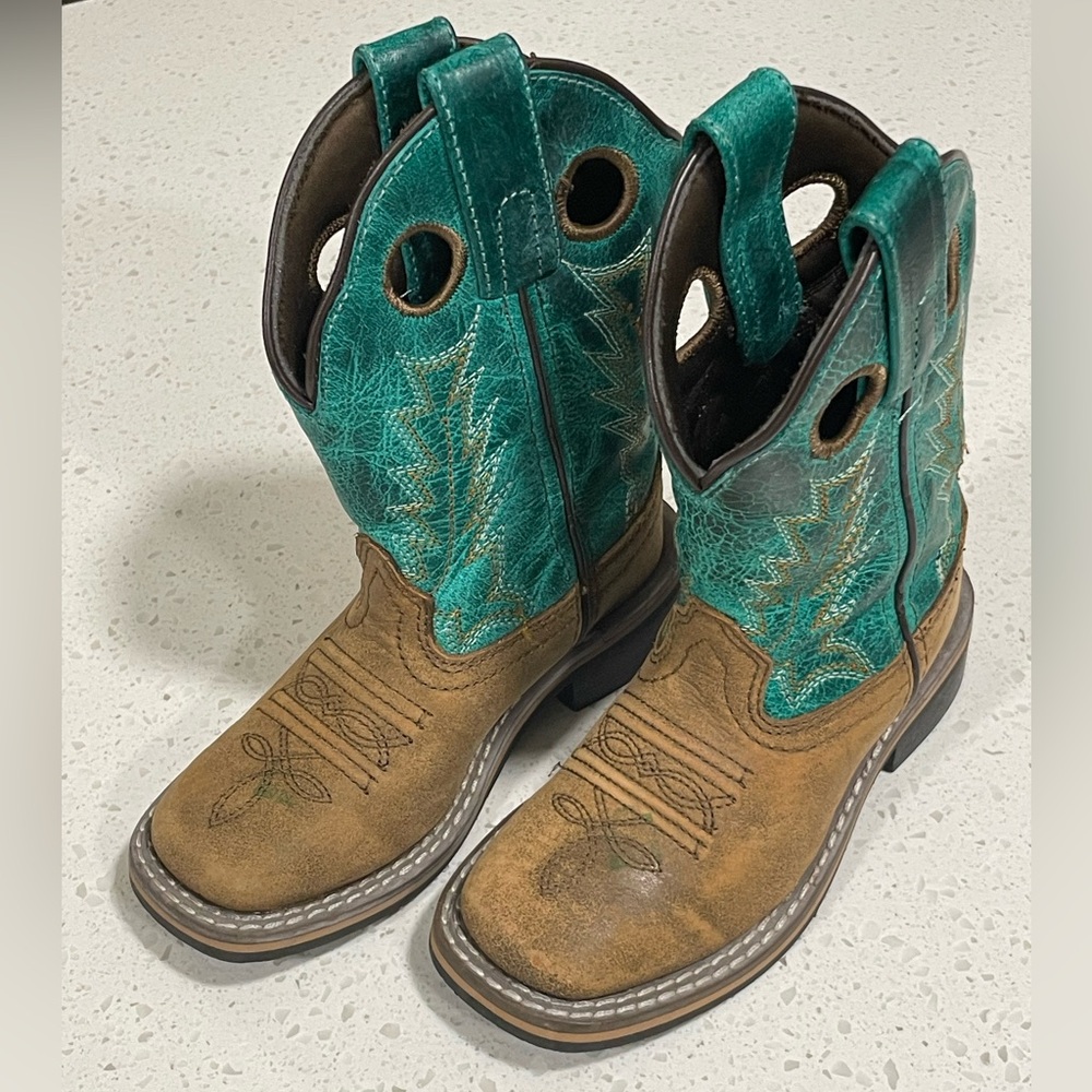 Smoky Mountain Brown Distress/Turquoise Jesse Childrens Western Boots 3851C